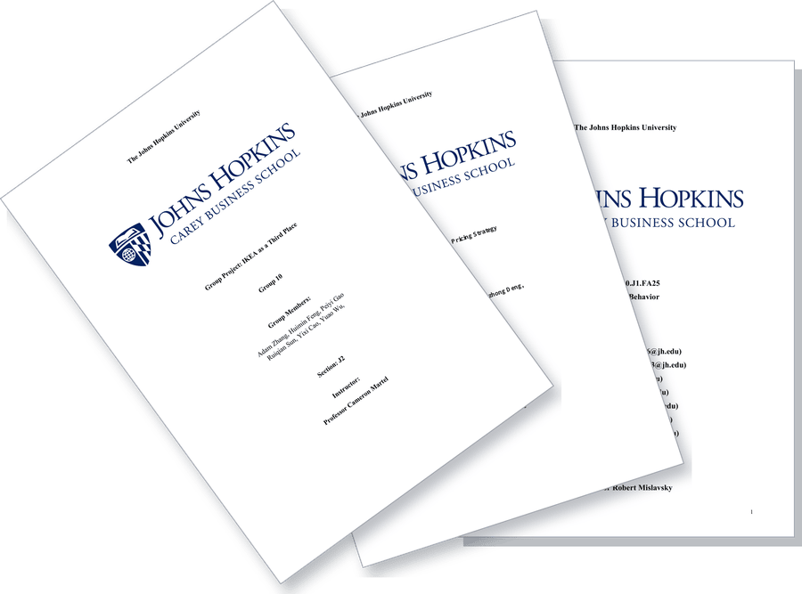 Title pages of the three research papers