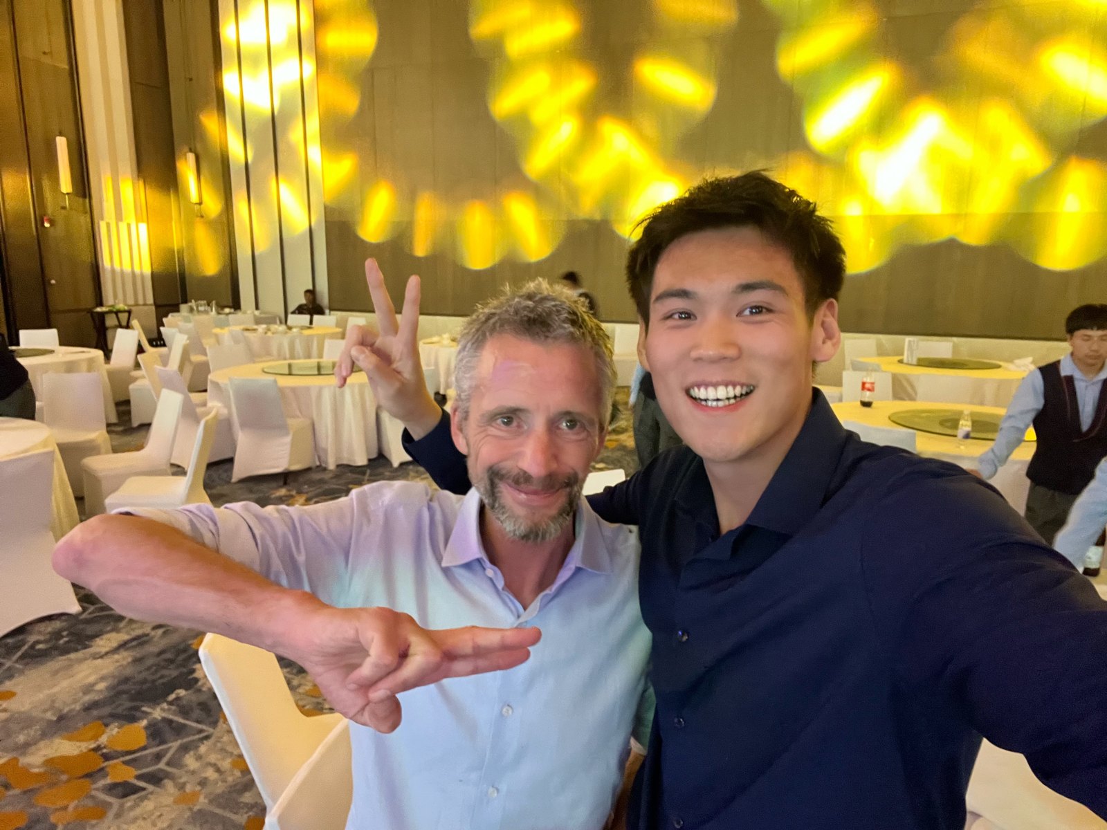 Adam Zhang with the CEO of VfL Wolfsburg Beijing at the 4th United Cup